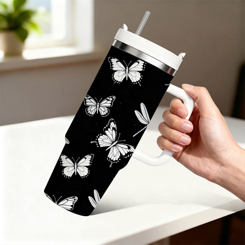 Sublimation Mug White - 40온스 스테인리스 스틸 이중벽 보온 텀블러(손잡이와