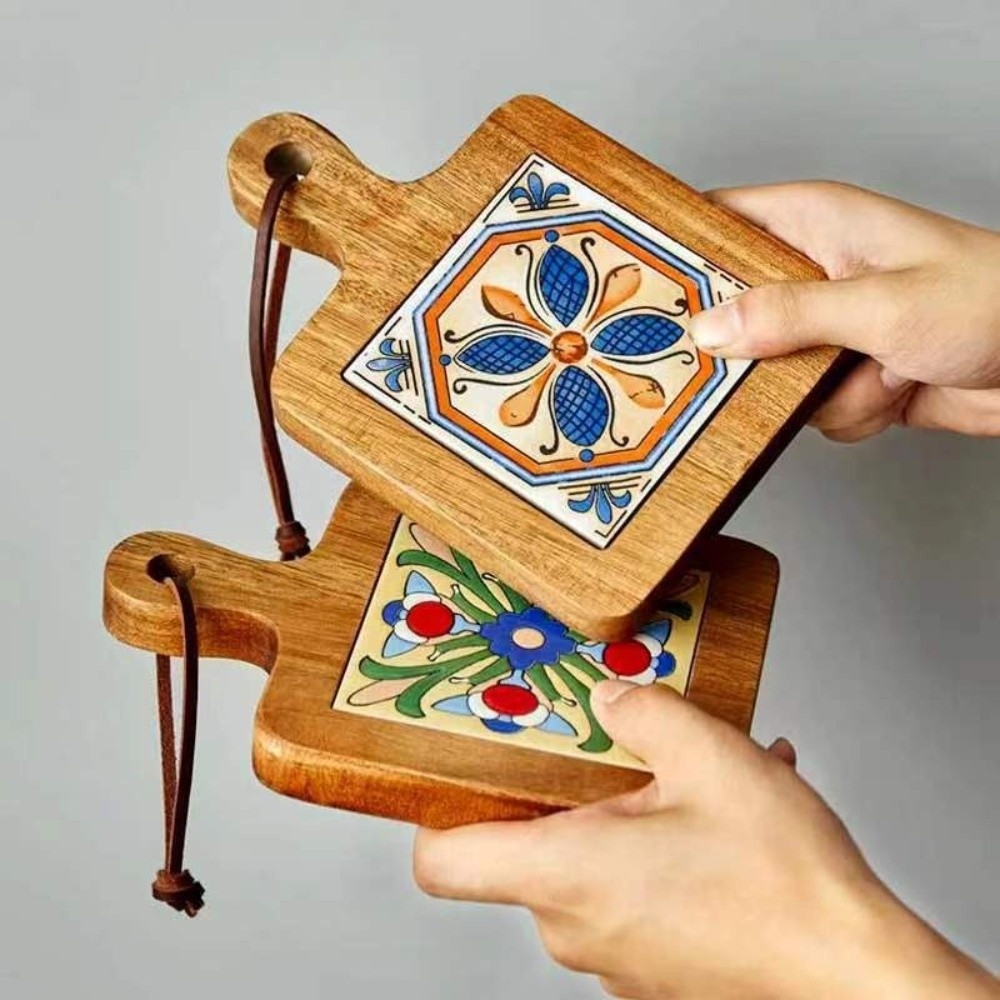 일본식 내열성 원목 코스터 레트로 사각형 나무 세라믹  - Ceramic Tile Blank 리뷰 및 가격